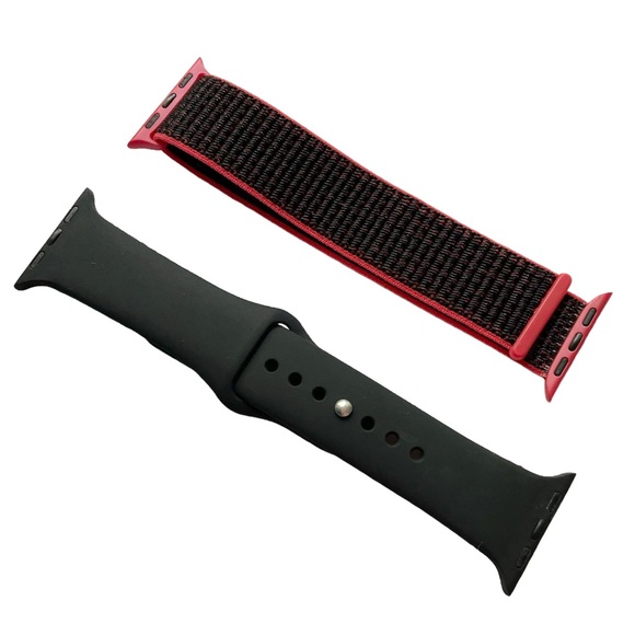 NEW 2 Apple Watch Bands Black Sport Red Loop 38/40/41mm - Picture 1 of 8